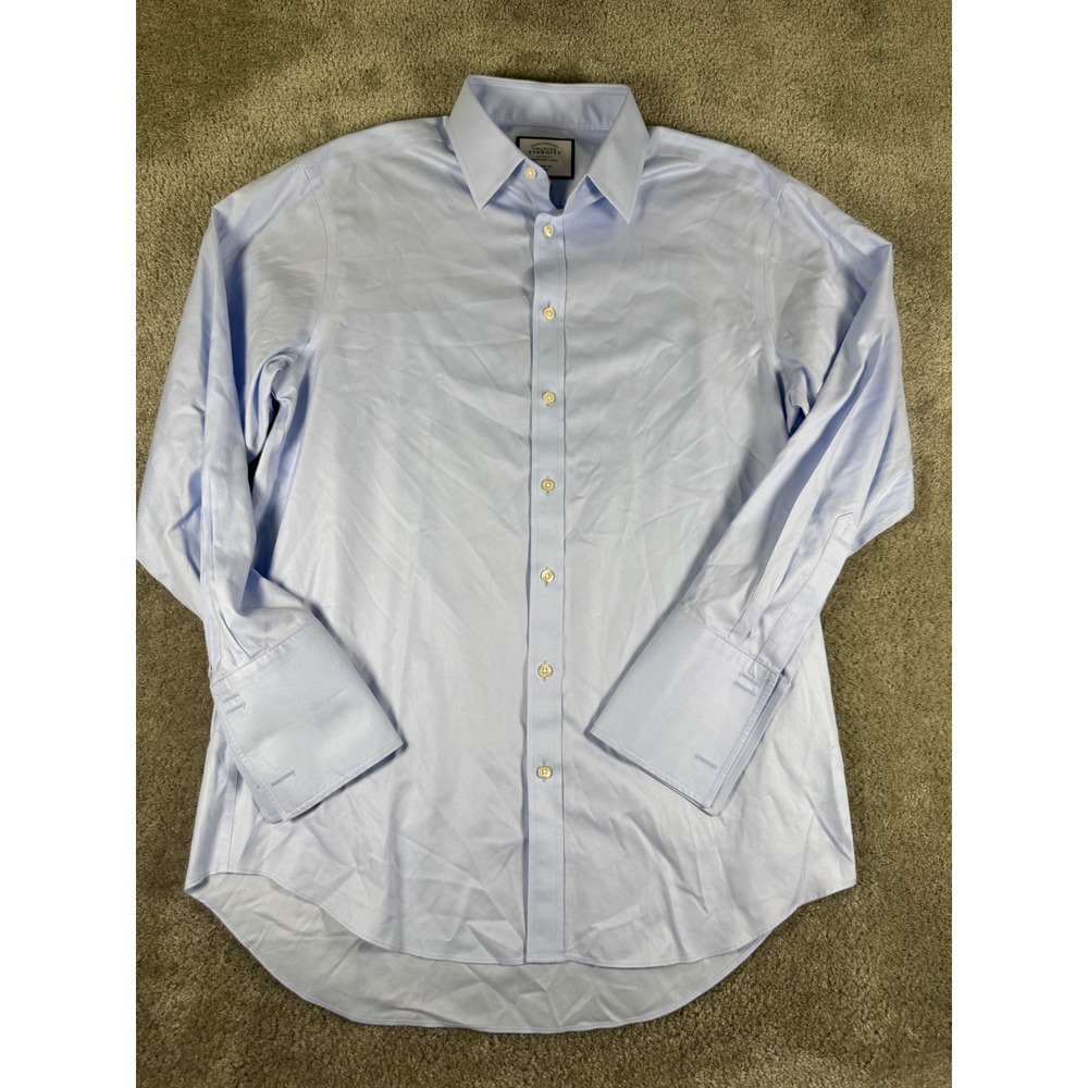 Charles Tyrwhitt Mens Classic Fit Non-Iron French Cuff Dress Shirt Blue 16/33